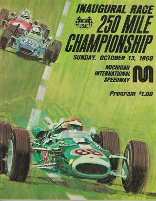 Usac Michigan International Speedway Inaugural 1968 Race Program.