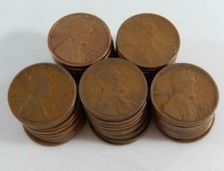 1924 - S Lincoln Wheat Penny Cent 50 Coin Roll R0107