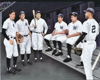 Babe Ruth,  Lou Gehrig,  Joe Dimaggio,  Mickey Mantle,  Yogi Berra 8x10 Art Print Yankee