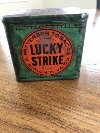 Antique Lucky Strike Tobacco Rounded Corner Tin Litho 1910 Label