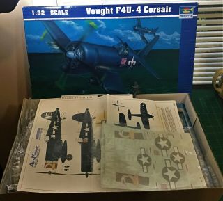 Trumpeter 1/32 F4u - 4 Corsair Fighter Kit 02222 With Pilot/paper Flight Deck
