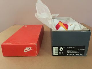 Vtg Deadstock Nike Waffle Crs Sneakers Red Orange White,  Lady Size 6.  5