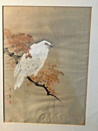 Framed Signed Chinese Handpainted Picture Bird On Silk