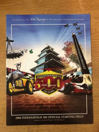 2006 Indy 500 Starting Field 8 Page Insert