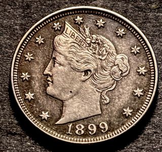 1899 Liberty V Nickel 5c Semi Key Date & Au Details Type Coin