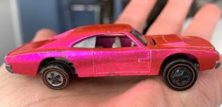 1968 Pink Hot Wheels Redline Custom Dodge Charger Red - Line Mattel Usa Hotwheels