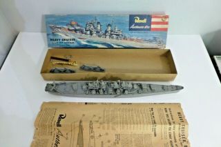 1954 Revell Heavy Cruiser Uss Los Angeles Ship Model Partially Completed