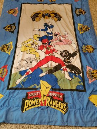 Vtg 1994 Mighty Morphin Power Rangers Twin Size Comforter Blanket & Pillow Case