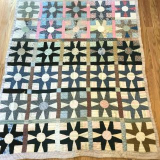 Vintage Hand - Made Quilt,  Mid - 20th Century,  Star Pattern - 64 " X 77 " Cutter