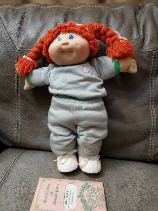 Vintage Cabbage Patch Kid Doll 1985 Girl Red Ponytails 1 Dimple Blue Eyes Minty