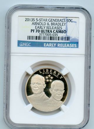 2013s 5 Star Generals Half Dollar 50c Ngc Perfect Pf70 Early Releases