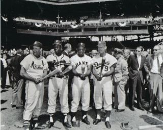 Willie Mays,  Hank Aaron,  Stan Musial,  Wally Moon 8x10 Photo 1959 All Star Game