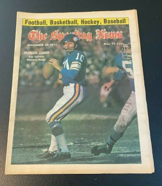 November 29,  1975/the Sporting News/ Fran Tarkenton / Vikings / Peerless Leader