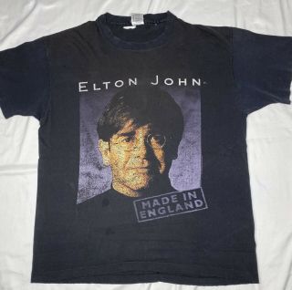 Vintage Elton John Made In England Tour Shirt Xl Band Rock Pop 90s