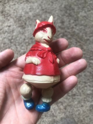 Antique 1920’s Usa Easter Celluloid Dressed Easter Bunny Rabbit Red Hat & Coat