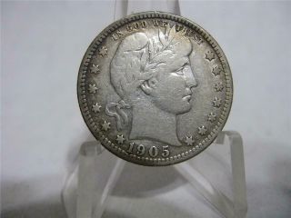 Very Old Very Rare 1905 S Barber Quarter Vf,  Nfm428