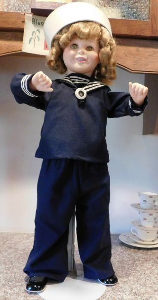 Dolls Dreams & Love Shirley Temple Doll In Sailor Suit 30 " Playpal Repaird