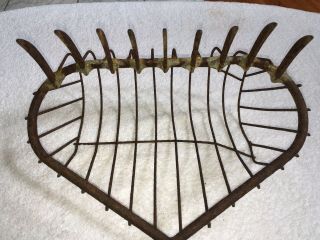 Antique Large Metal Clam Rake Basket,  10 Tines And 9 Spikes.  C.  1900’s Ct.