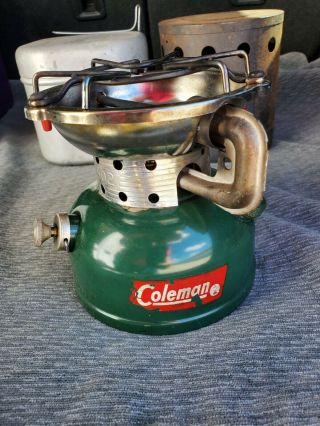 Vintage Coleman 502 Sportster Stove 9/64 Camping With 3pc Set And Heater Box