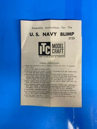 Itc Models U.  S.  Navy Blimp 1/28 Scale 3723 - 98 Vintage 1959