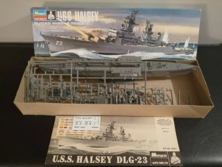 Vintage Uss Halsey Dlg - 23 Ship Monogram Model Hobby Kit 1969 6856 Mattel