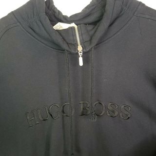 Vintage Hugo Boss Black Embroidered 1/4 Zip Sweatshirt Men 