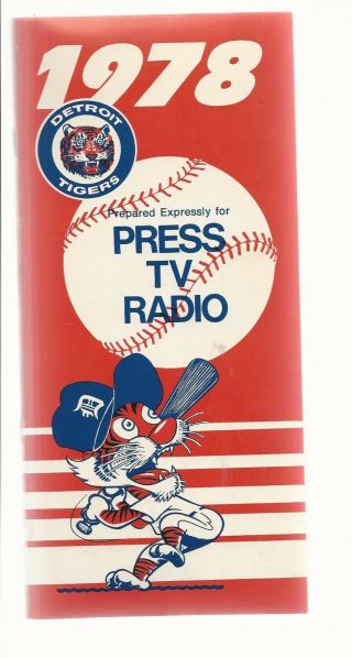 1978 Detroit Tigers Media Guide Booklet Press Tv Radio Schedule Vintage