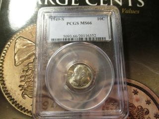 1949 S Roosevelt Dime Pcgs Ms 66 Toing.