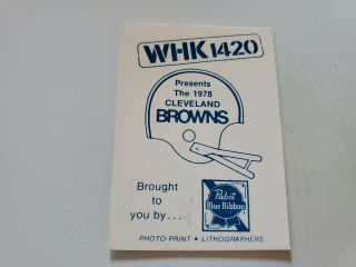 Rs20 Cleveland Browns 1978 Nfl Football Pocket Schedule Card - Whk/pabst