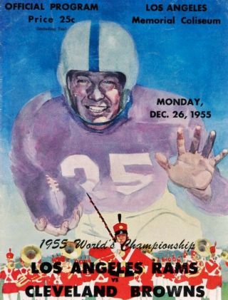 1955 World Championship Rams Vs Browns Program 8x10 Front Cover Photo
