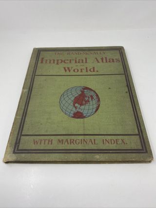 1899 Imperial Atlas of the World Rand McNally Antique Book Colored Maps Vintage 2