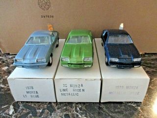 (3) Vintage Model Car Chevy Monza Auto Dealer Showroom Promo Cars 1978 & 1979