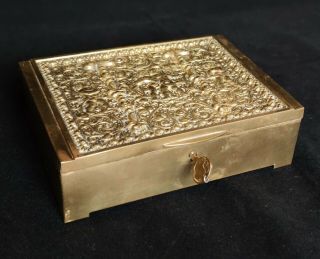 Antique Erhard Sohne Brass Bronze Casket Cigar Box Trinket Box (q0023)