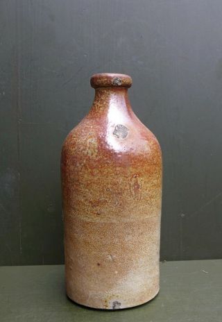 Antique German Stoneware Bottle With A Tiger Glaze,  18th 19th Century
