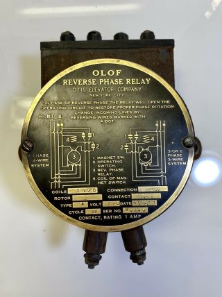 Antique Olof Type " A " Reverse Phase Relay Otis Elevator From 1947