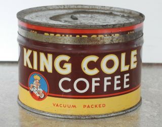 Rare Antique King Cole Coffee Tea Advertising 1/2lb Tin Canada Vintage 1950 