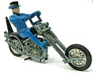 Hot Wheels Rrrumblers Mean Machine Black With Blue Driver Motorcycle Diecast N1