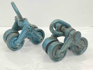 Antique Industrial Jb Webb 1/4 Ton I Beam 4 Wheel Trolley 2pc Set