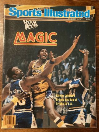 1979 Magic Johnson Los Angeles Lakers Sports Illustrated Label Removed