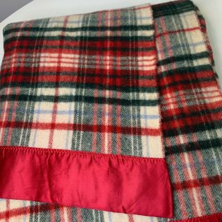 vintage wool thermal blanket satin trim bedding plaid red lady seymour full 3