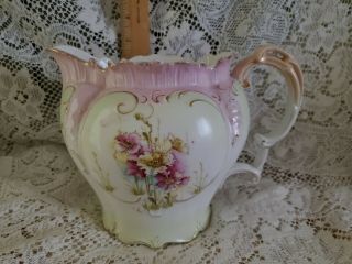Vtg Antique Ewer Water Pitcher Hand Painted Ornate Victorian