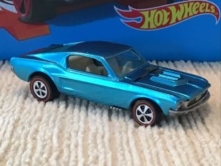 Hot Wheels Redlines 1968 Custom Mustang Medium Blue Lrw Usa