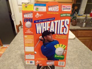 1998 Wheaties Tiger Woods Golf Cereal Box With Titleist Ball Offer,  18oz