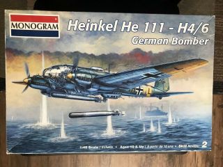 Monogram 85 - 5522 1:48 Model Heinkel He111 H4/6 German Blitz Bomber Aircraft Kit