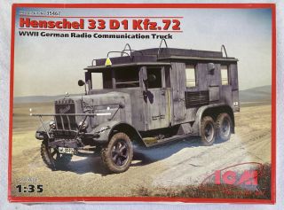 Icm 1/35 35467 Wwii German Radio Communication Truck Henschel 33 D1 Kfz.  72