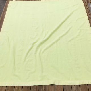 Vintage Acrylic Blanket Satin Nylon Trim Binding 4 Sides Yellow Soft 100x90 USA 3
