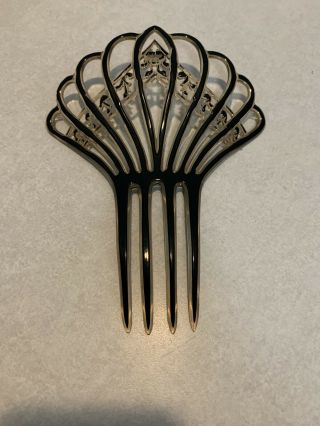 Lovely Antique Victorian Edwardian Carved Celluloid Fan Hair Comb Mantilla