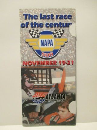 Vtg Atlanta Motor Speedway Napa 500 Nov 1999 Fold Out Ticket Brochure Ad Nascar