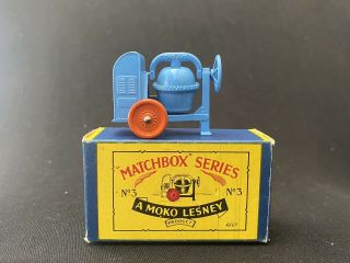 Vintage A Moko Lesney Matchbox Series No 3 Cement Mixer & B3 Box