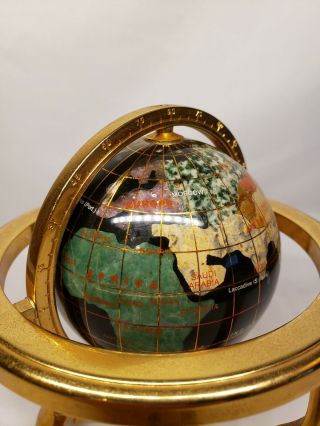 Alexander Kalifano Mother Of Pearl Gemstone Inlayed Globe 4 " /6 " W Stand